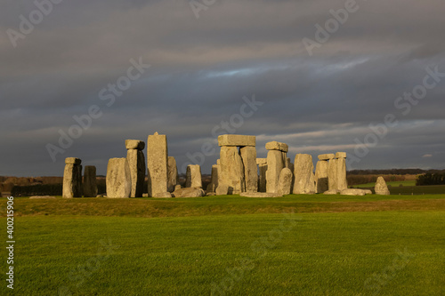 The stones of Stonehenge is famous landmark and nature beautiful in Wiltshire, England. UNESCO World Heritage Sites.befor sunset