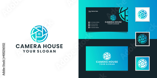 house photography with lens concept and house design templates and business card inspiration