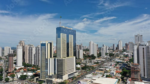 Aerial view of the tallest comercial building in Brazil with 191 meters. Goiania, Goias, Brazil 