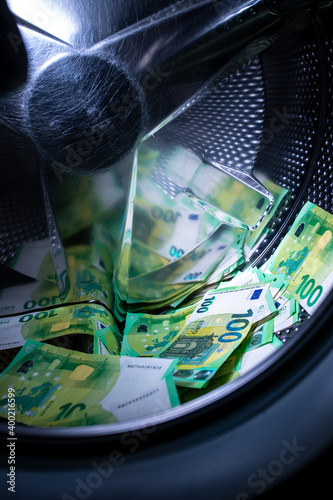 banknotes in a laundry machine
