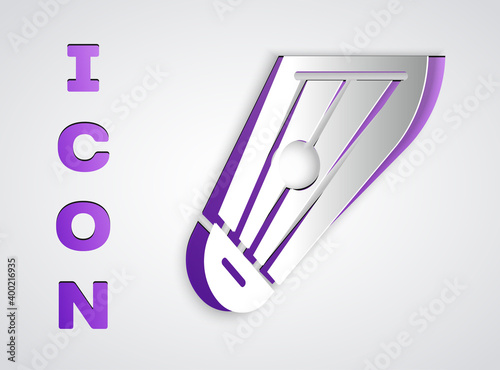 Paper cut Musical instrument kankles icon isolated on grey background. Paper art style. Vector.