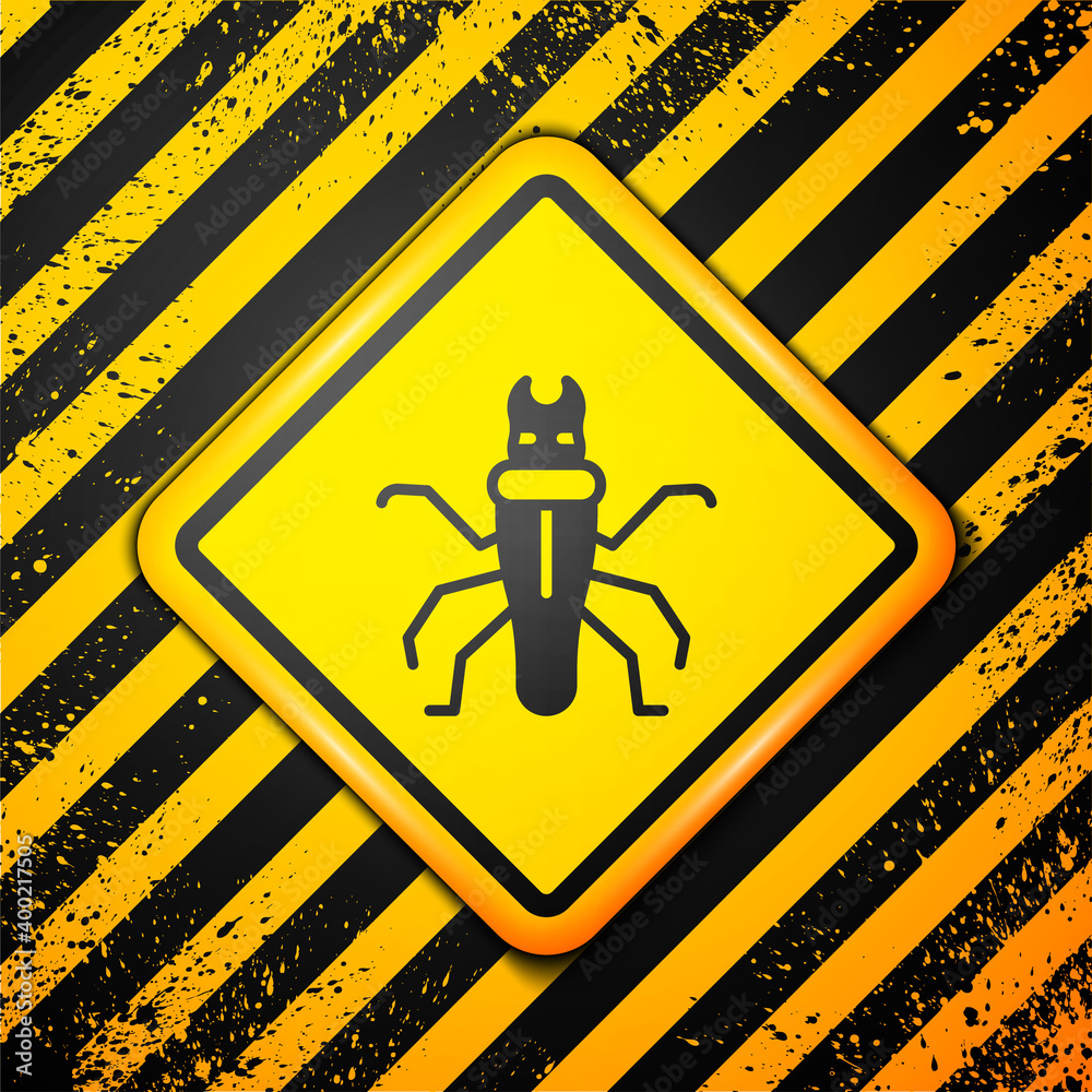 Black Termite icon isolated on yellow background. Warning sign. Vector. Black Termite icon isolated on yellow background. Warning sign. Vector.