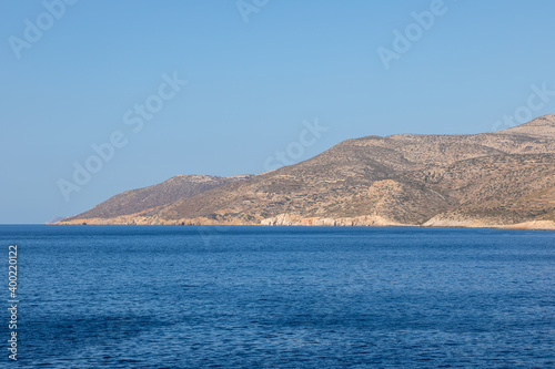 View of the coastline, Sikinos Island, Greece. photo