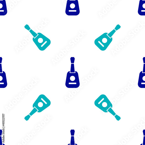 Blue Guitar icon isolated seamless pattern on white background. Acoustic guitar. String musical instrument. Vector.
