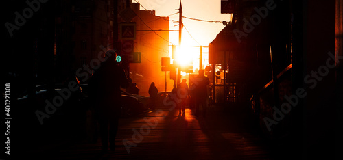 Photography sunset on the street