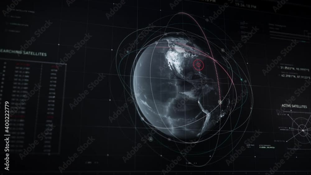 A hacking software activates tracking satellites over the to detect any