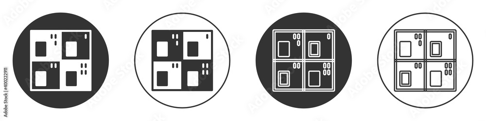 Black Periodic table of the elements icon isolated on white background. Circle button. Vector. Black Periodic table of the elements icon isolated on white background. Circle button. Vector.