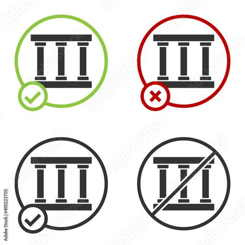 Black Prison window icon isolated on white background. Circle button. Vector.
