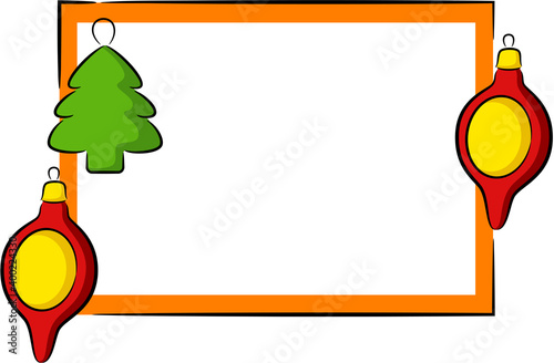 Christmas banner with decorations and with a space for text message, isolated. 