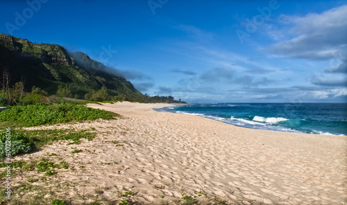 White Sand Beaches of Kaena Point State Park Below The Kauhoa Pali  Oahu  Hawaii  USA