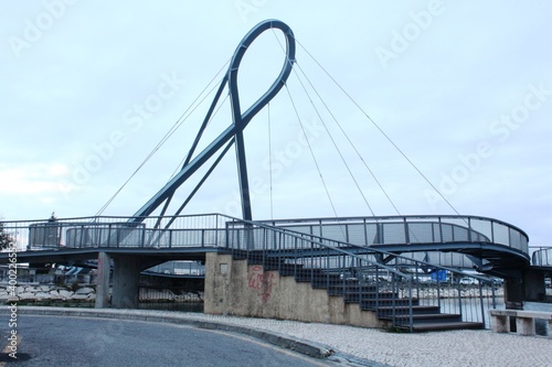Pedestrian bridge on the São Roque channel, Aveiro, Aveiro city center region, Aveiro District, Portugal December 27, 2020