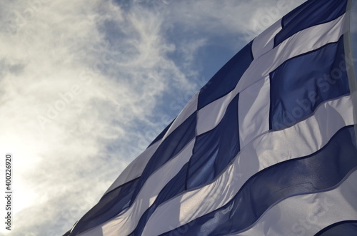 Greek flag waving in the wind