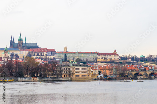 Iconic Prague historic architecture - Prague castle view over the Vltava river