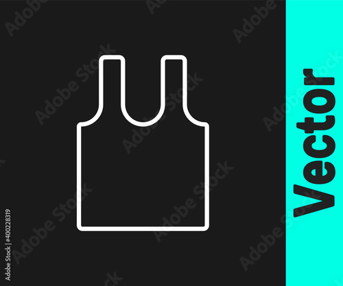 White line Sleeveless T-shirt icon isolated on black background. Vector.