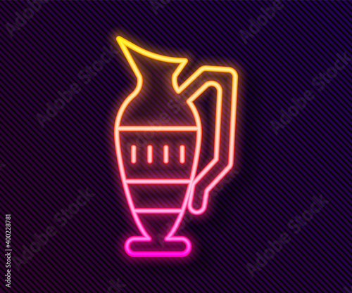 Glowing neon line Ancient amphorae icon isolated on black background. Vector.