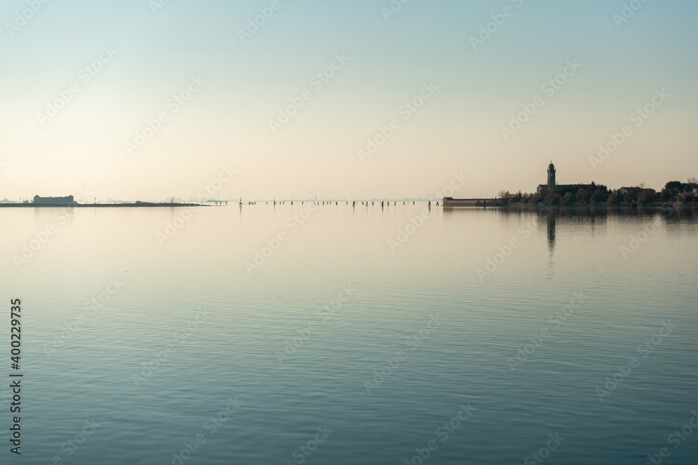 Late afternoon view of Chiesa di Santa Caterina from Burano