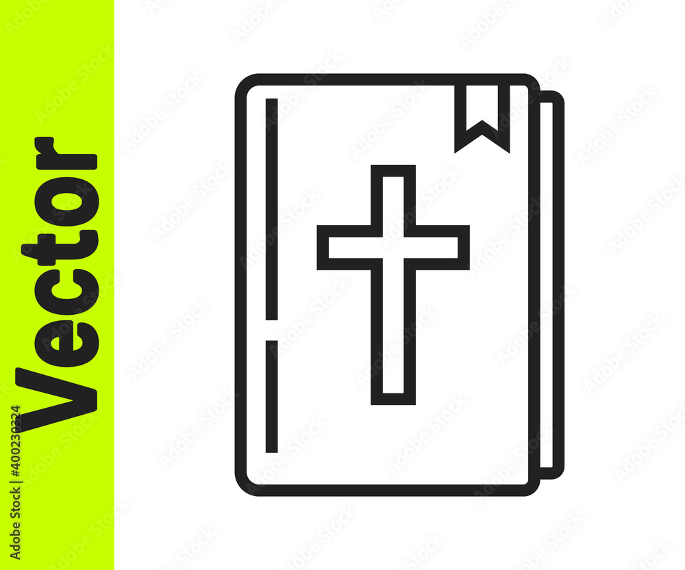 Black line Holy bible book icon isolated on white background. Vector. Black line Holy bible book icon isolated on white background. Vector.