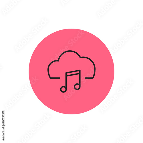 Isolated music computers tecnology online red logo- Vector