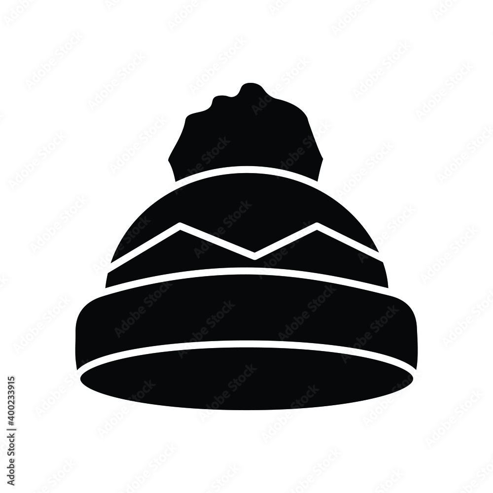 Pompom winter cap glyph icon Pompom winter cap glyph icon