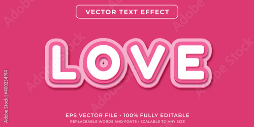 Editable text effect in pink paper cut style