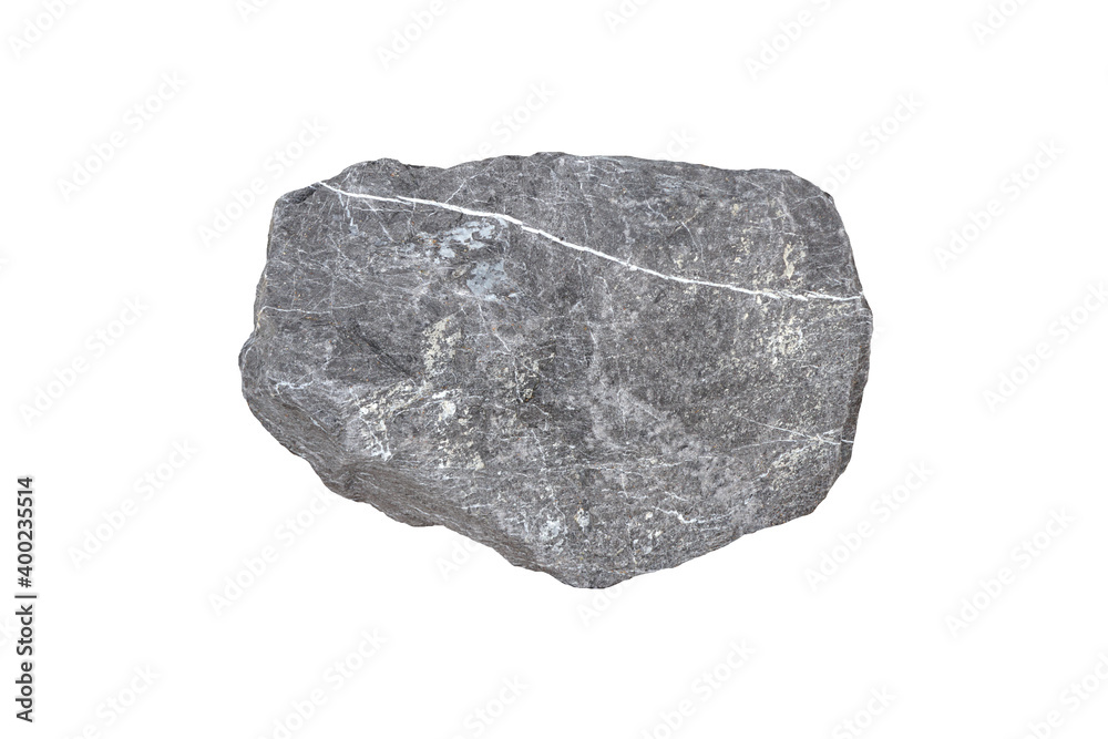 specimen of gray limestone rock isolated on a white background. specimen of gray limestone rock isolated on a white background.