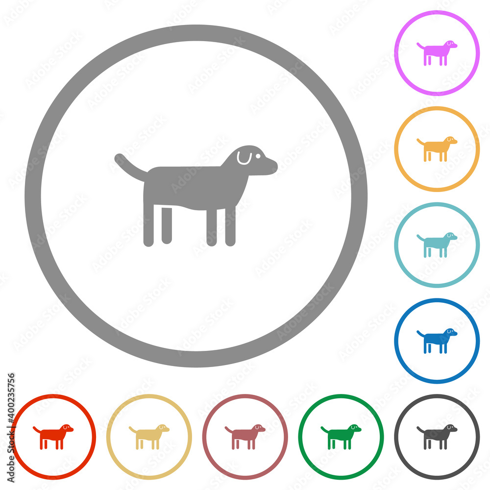 Dog flat icons with outlines Dog flat icons with outlines