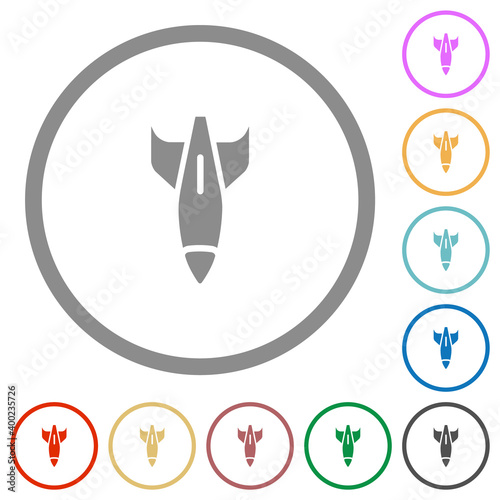 Falling bomb flat icons with outlines photo