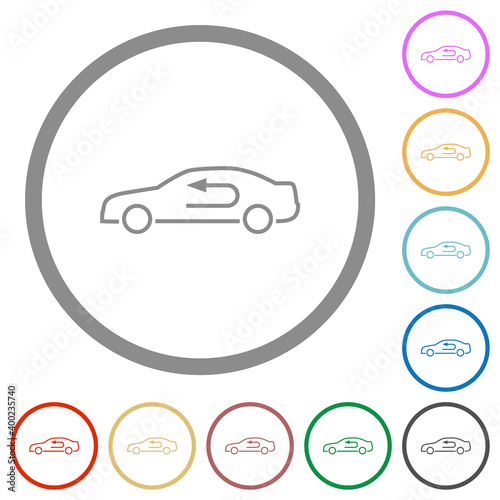 Car airflow adjustment internal flat icons with outlines