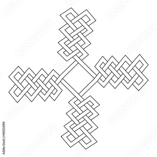 monochrome icon with Celtic knot art and ethnic ornaments
