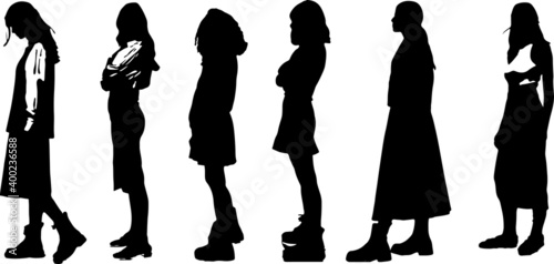 Vector silhouette of ladies, hd, profile view perfect to include in your architecture projects, renders, sketches or plans.