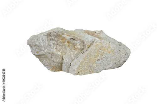 A piece raw of sandstone rock isolated on a white background.