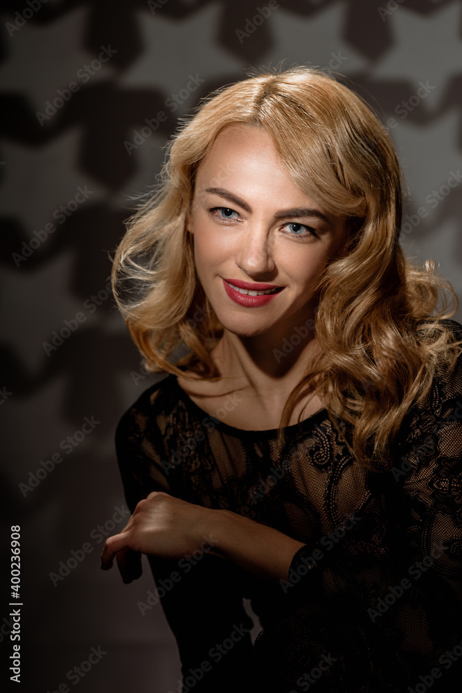 Fashion portrait of young beautiful woman in Hollywood style Fashion portrait of young beautiful woman in Hollywood style