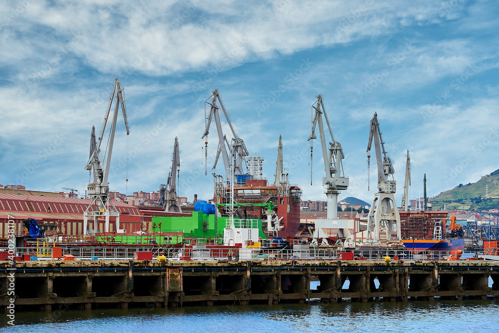 La Naval shipyards, Sestao, Ria de Bilbao, Biscay, Basque Countr