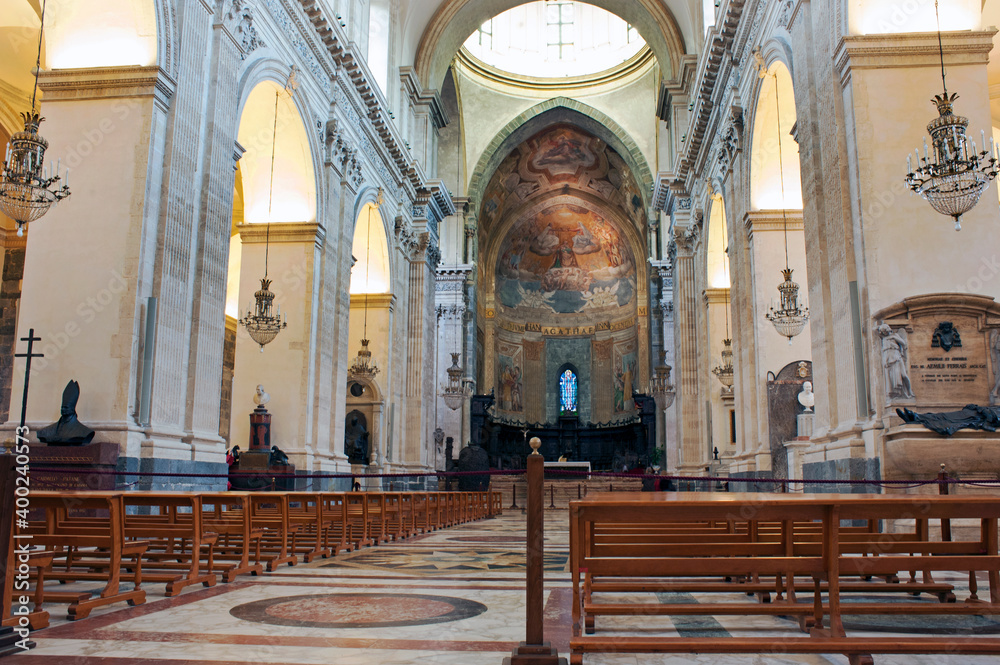 Interior of the Cathedral of Catania devoted to the patron Sant’Agata, Sicily, Italy