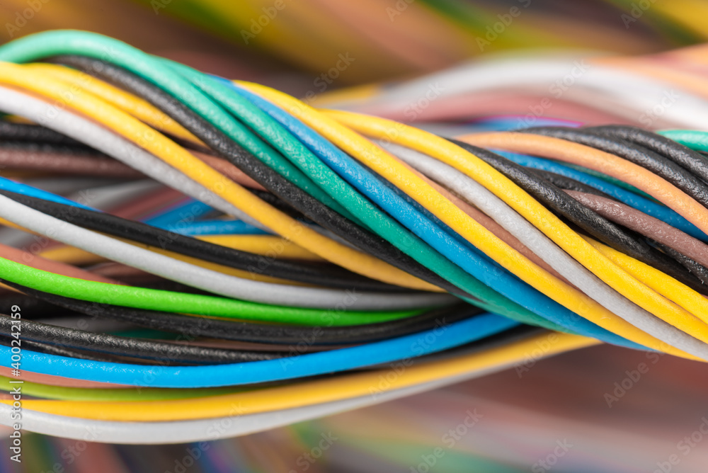 Close-up of electrical cables with blurred background Close-up of electrical cables with blurred background