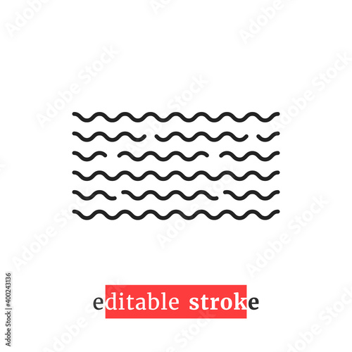 minimal editable stroke wavy water icon