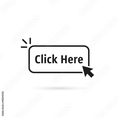 black click here button with shadow