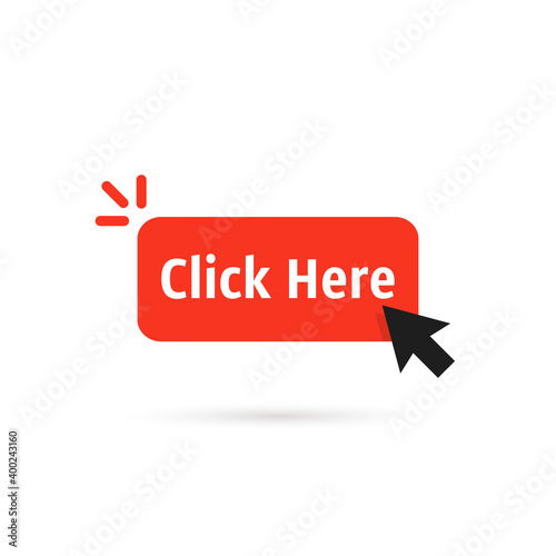 red click here button like sign up icon