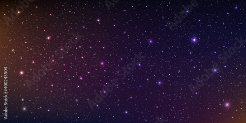 Beautiful galaxy background. Stardust in deep universe and bright shining stars in cosmic. Vector illustration.