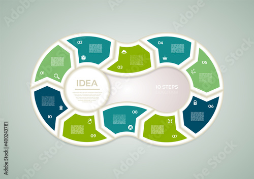 Vector progress background. Template for diagram, graph, presentation and chart. Business concept with 10 options, parts, steps or processes. Abstract background. eps 10