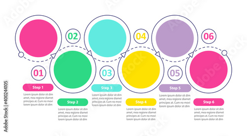 Creative startup roadmap vector infographic template. Presentation design elements with text space. Data visualization with 6 steps. Process timeline chart. Workflow layout with copyspace