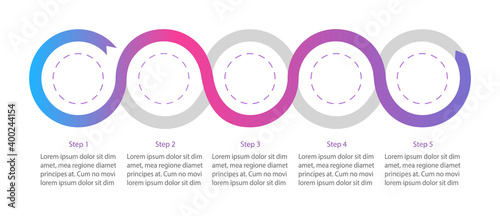 Corporate flowchart vector infographic template in creative design. Presentation design element with text space. Data visualization with 5 steps. Process timeline chart. Workflow layout with copyspace