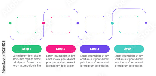 Rectangular linear vector infographic template. Corporate presentation design elements with text space. Data visualization with 4 steps. Process timeline chart. Workflow layout with copyspace