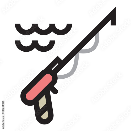 Hobby Fishing Harpoon Underwater Flat Icon Isolated On White Background