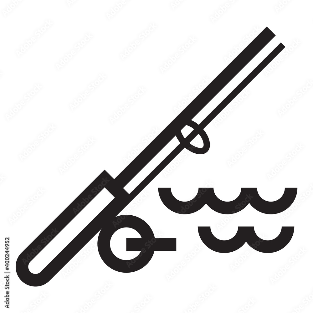 Hobby Fishing Rod Water Flat Icon Isolated On White Background Hobby Fishing Rod Water Flat Icon Isolated On White Background