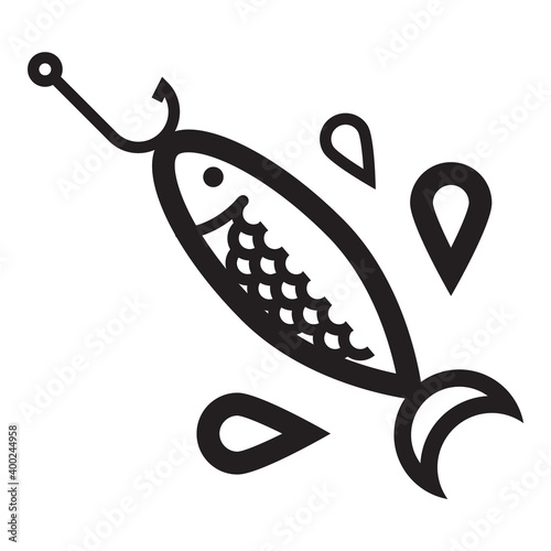 Hobby Fishing Hook Catch Water Flat Icon Isolated On White Background