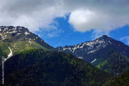 Fragments of natural Caucasian Abkhazian mountains