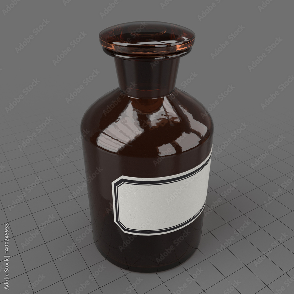 Glass bottle. Glass pill bottle. 3D render Stock Photo by ©Vachom