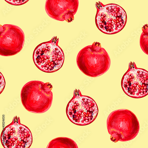 Wallpaper Mural Seamless fruit pattern. Grenades painted with gouache. Torontodigital.ca