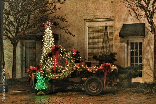 cart with flowers in the garden